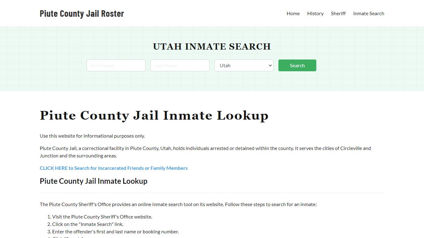 Piute County Jail Roster Lookup, UT, Inmate Search