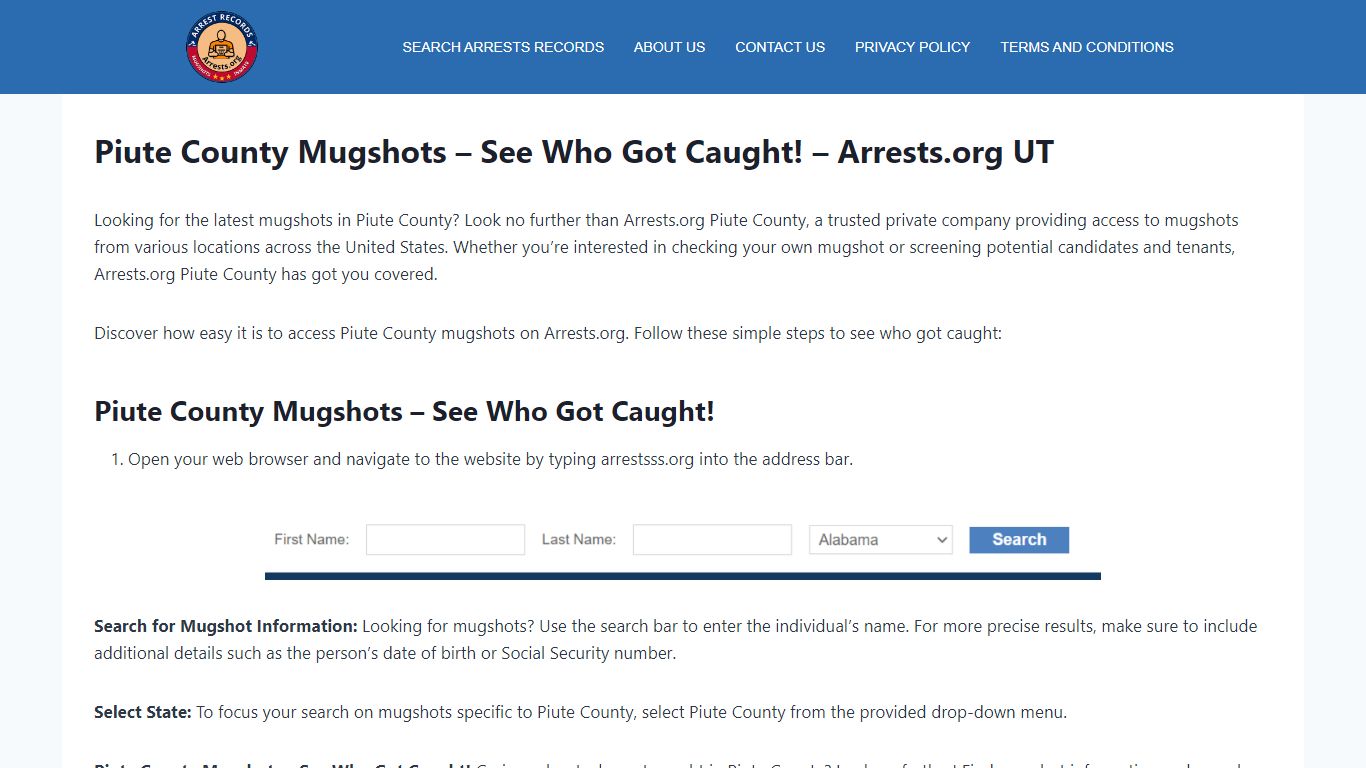 Piute County Mugshots - See Who Got Caught! - Arrests.org UT