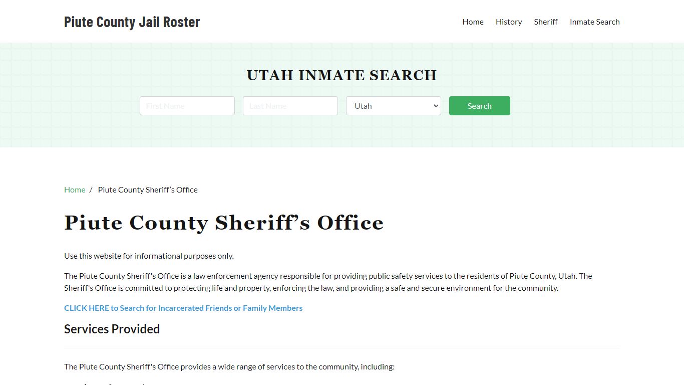 Piute County Sheriff Office, UT, Arrest Warrants Search