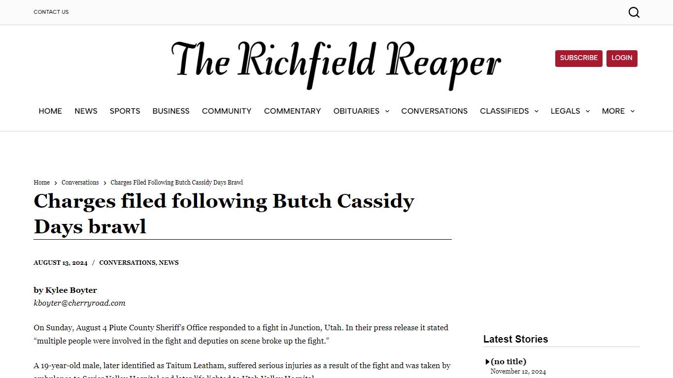 Charges filed following Butch Cassidy Days brawl